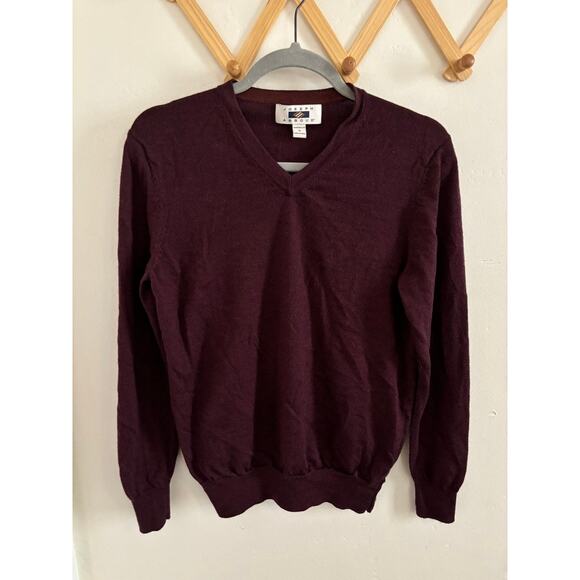 Joseph Abboud Sweater Men's Small 100% Merino Wool Modern Fit V Neck Maroon - Picture 2 of 8